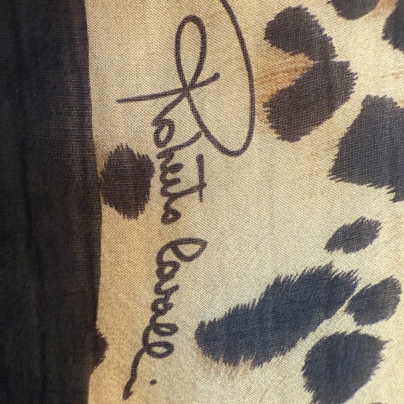 Roberto Cavalli Italy Silk Scarf  🇮🇹 – Leopard & Yellow Rose Print - Picture 8 of 10